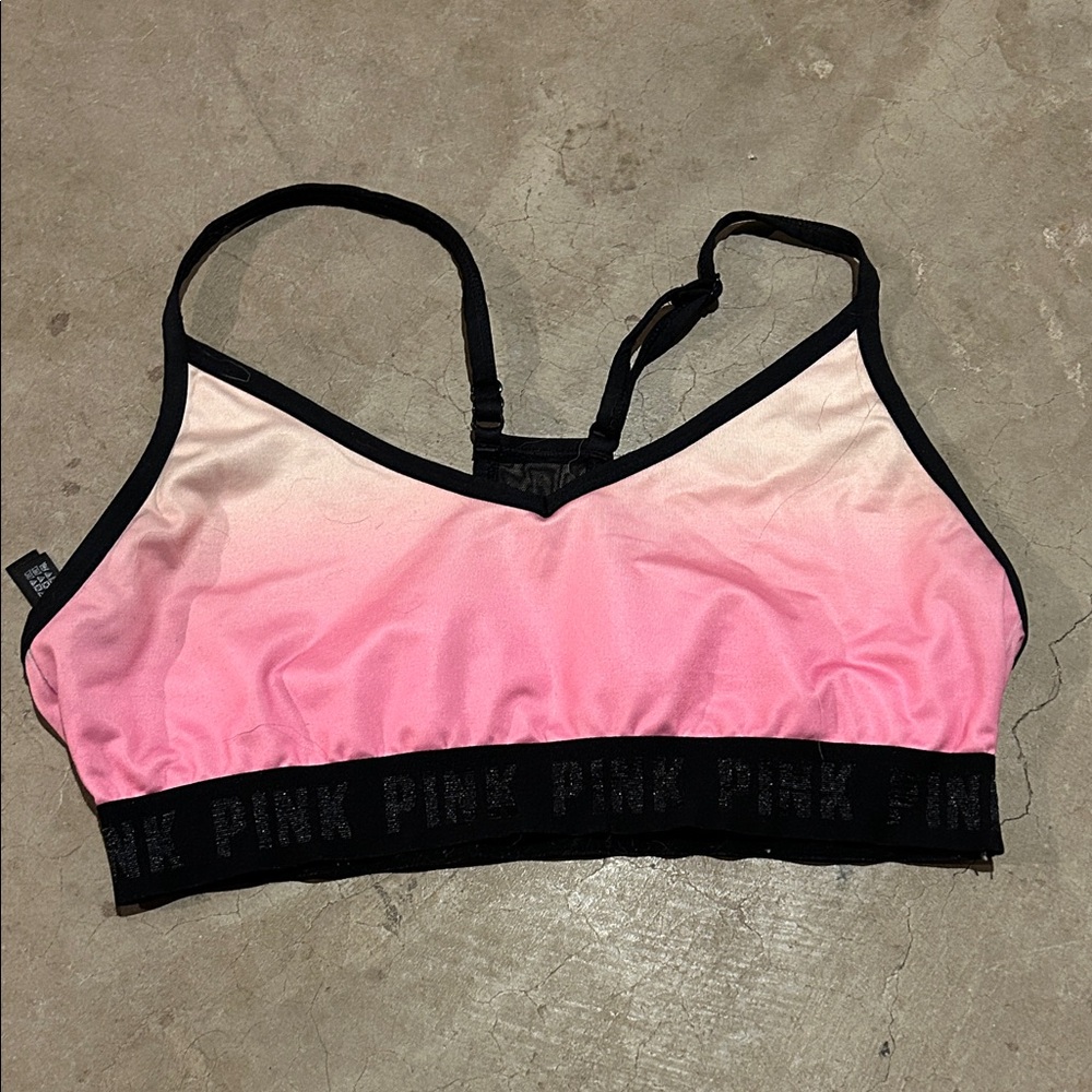 PINK Victoria's Secret Pink and Black Sports Bra